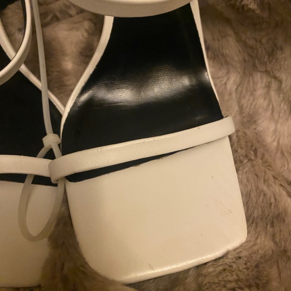 Versace Women's White High Heel Leather Sandals Ankle Strap Pumps Shoes - Picture 6 of 8